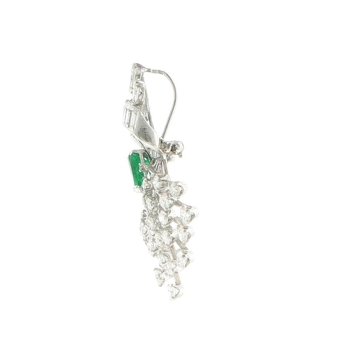 Platinum Bouquet Brooch with Emerald & Diamonds