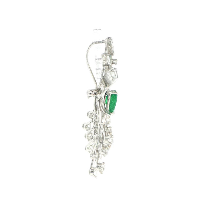 Platinum Bouquet Brooch with Emerald & Diamonds