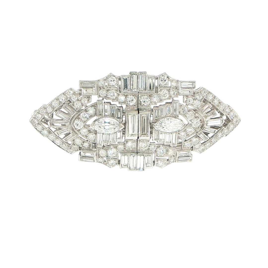 Platinum Diamond Brooch Convertible to Clips
