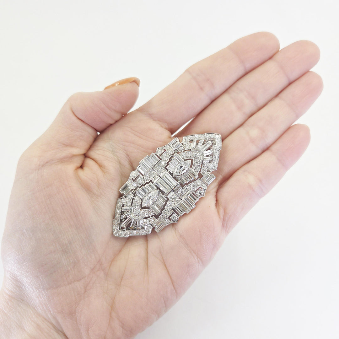 Platinum Diamond Brooch Convertible to Clips