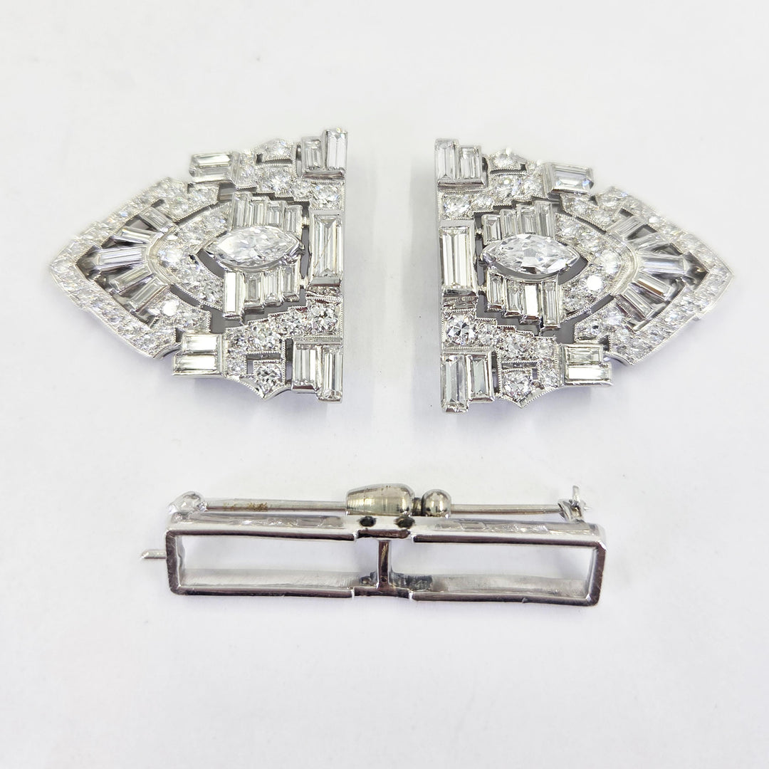 Platinum Diamond Brooch Convertible to Clips