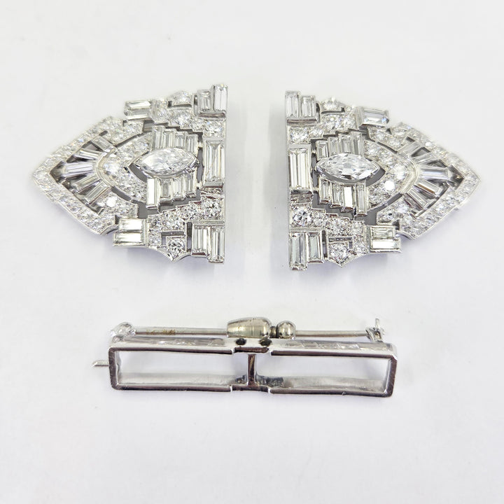 Platinum Diamond Brooch Convertible to Clips