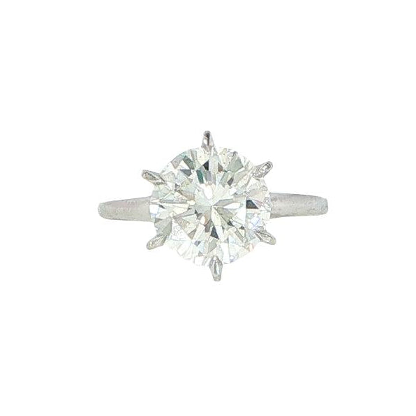 14K White Gold Solitaire 3.25 Carat Round Brilliant Diamond