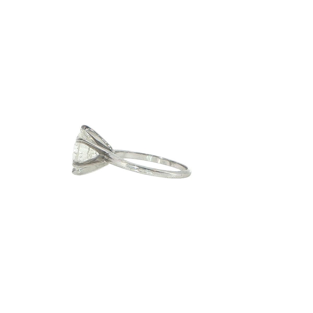 14K White Gold Solitaire 3.25 Carat Round Brilliant Diamond