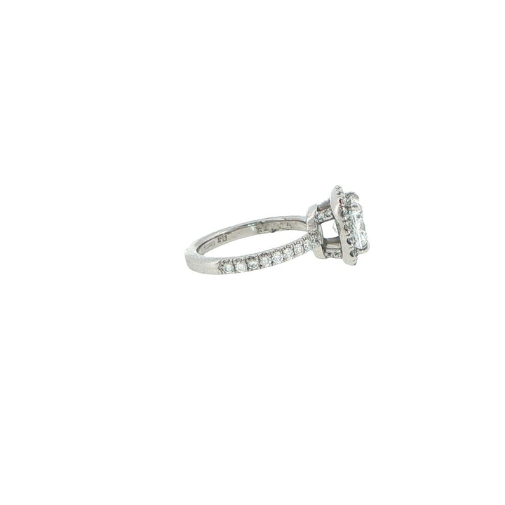 Platinum Handmade Diamond Halo Ring