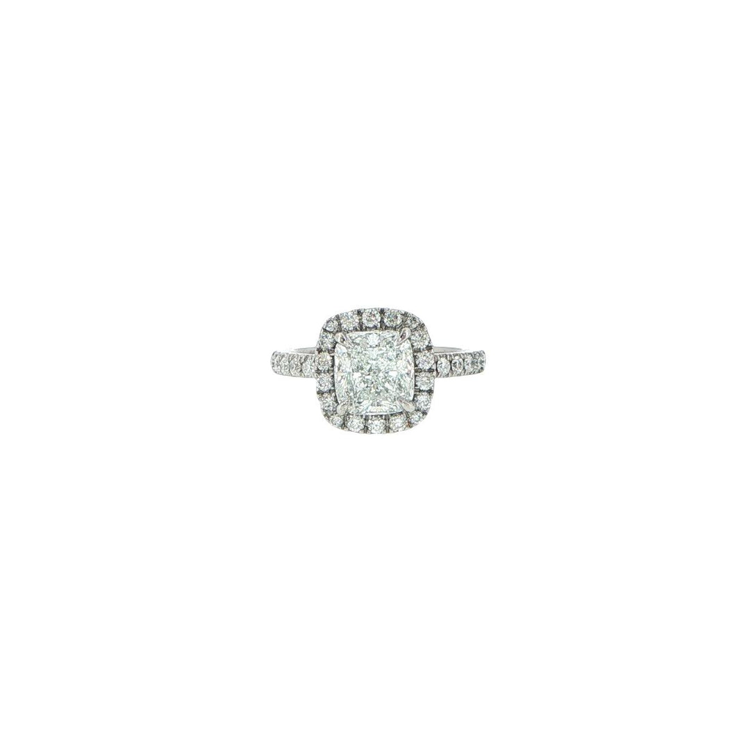 Platinum Handmade Diamond Halo Ring