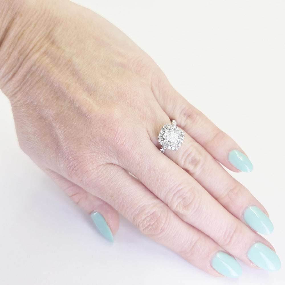 Platinum Handmade Diamond Halo Ring