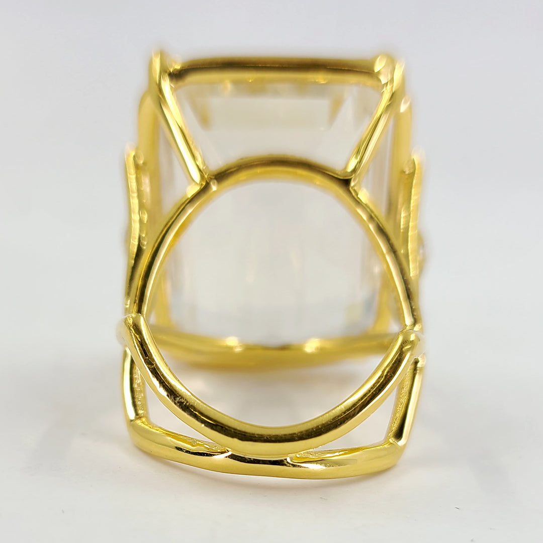 45 Carat Emerald Cut Citrine Ring