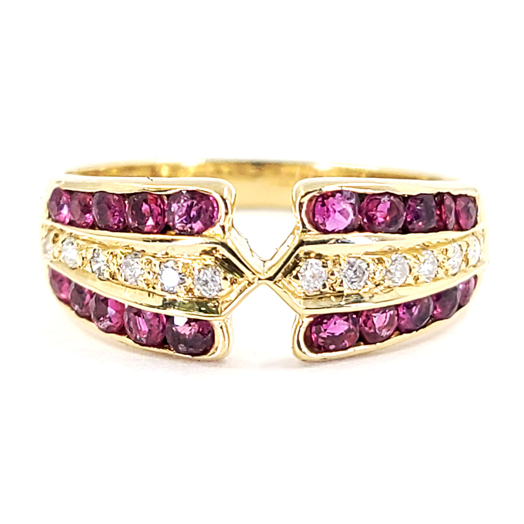 Indented Ruby and Diamond Ring
