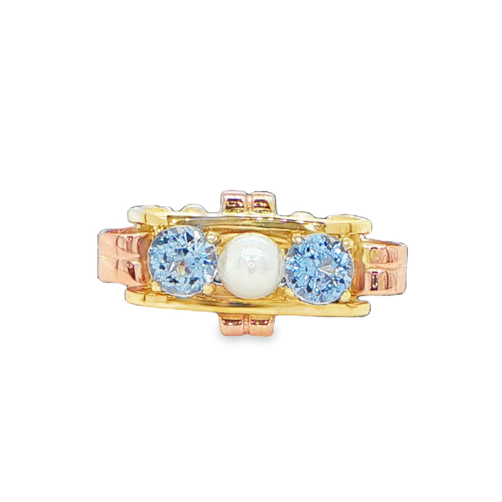 Vintage Pearl and Aquamarine Ring