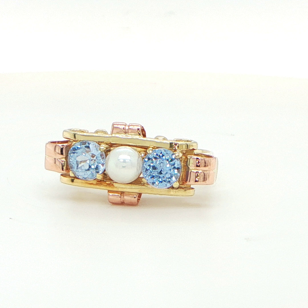 Vintage Pearl and Aquamarine Ring