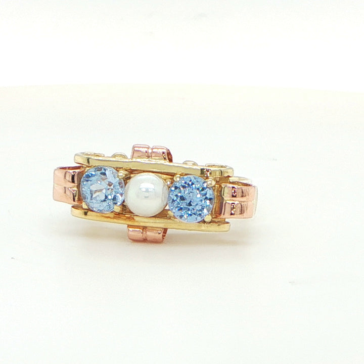 Vintage Pearl and Aquamarine Ring