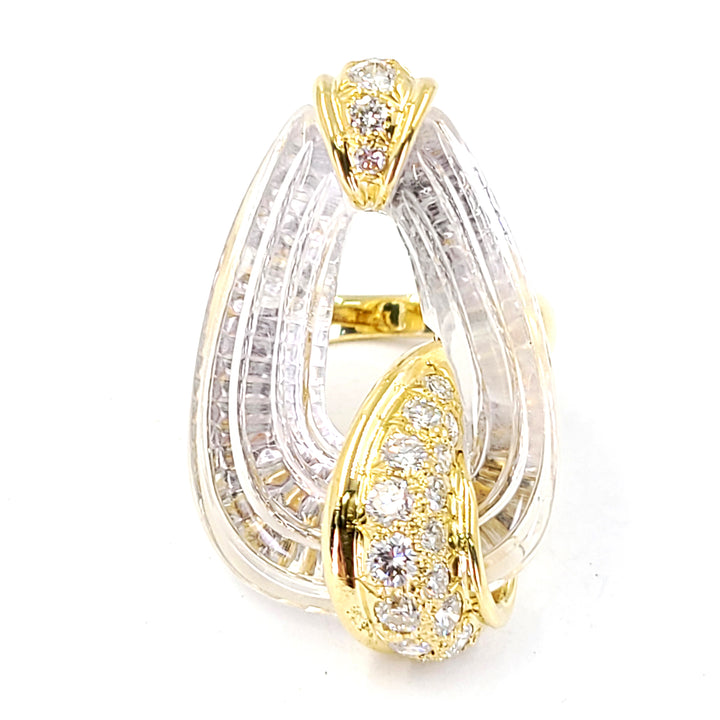 Carved Quartz and Diamond Ring