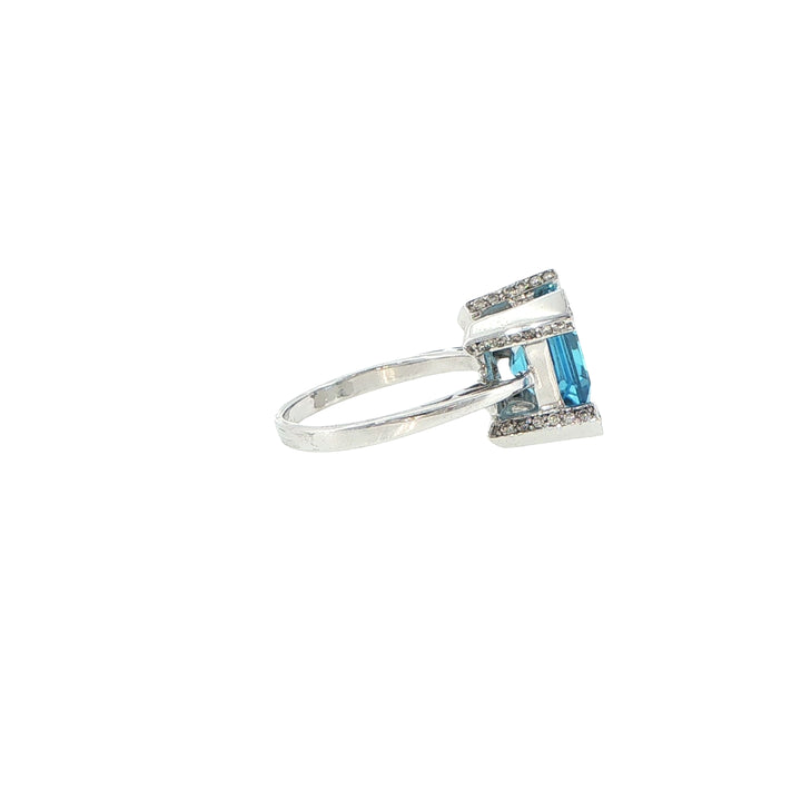 Blue Topaz and Diamond Ring