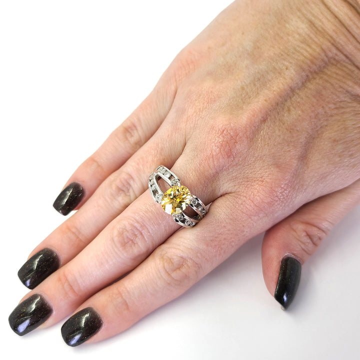 Citrine and Diamond Ring