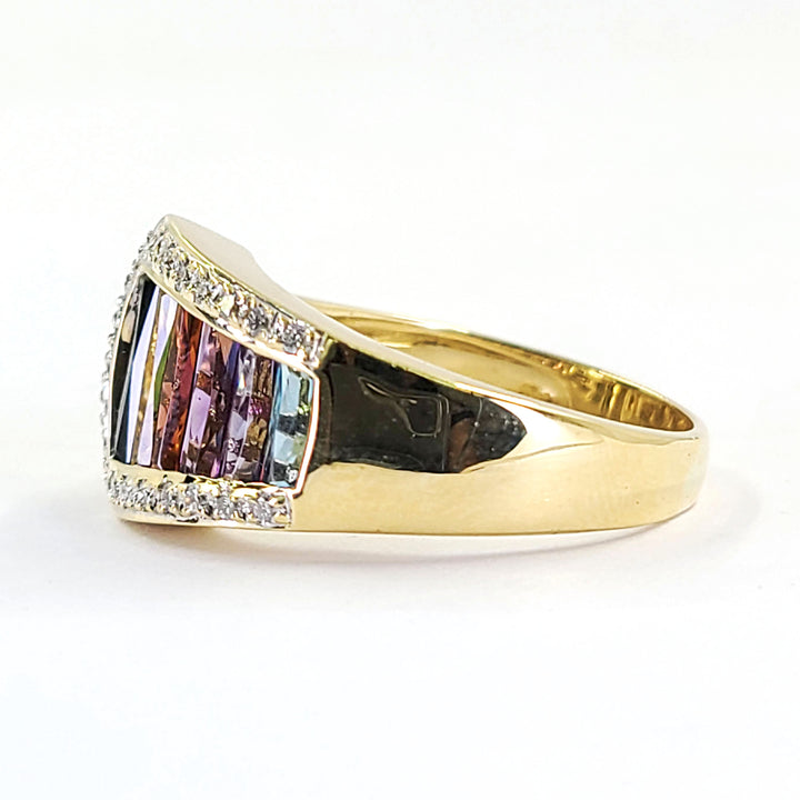 Multicolor Gemstone and Diamond Ring