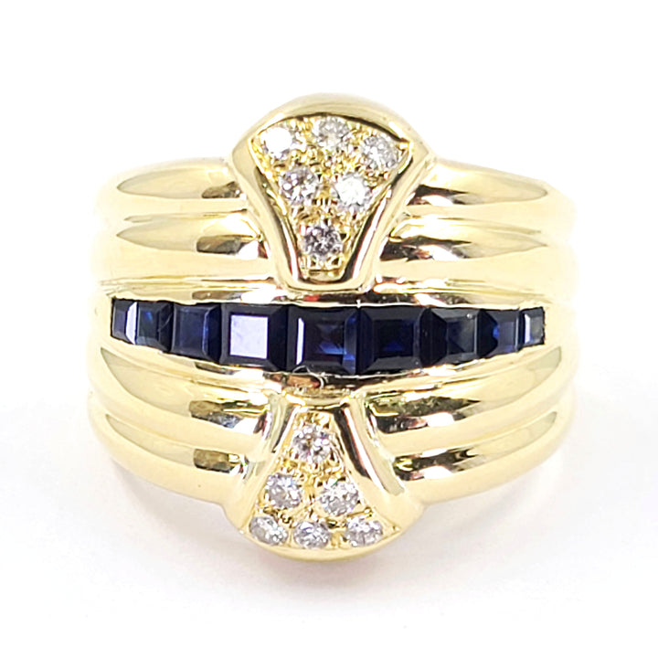 Sapphire and Diamond Wide Ring