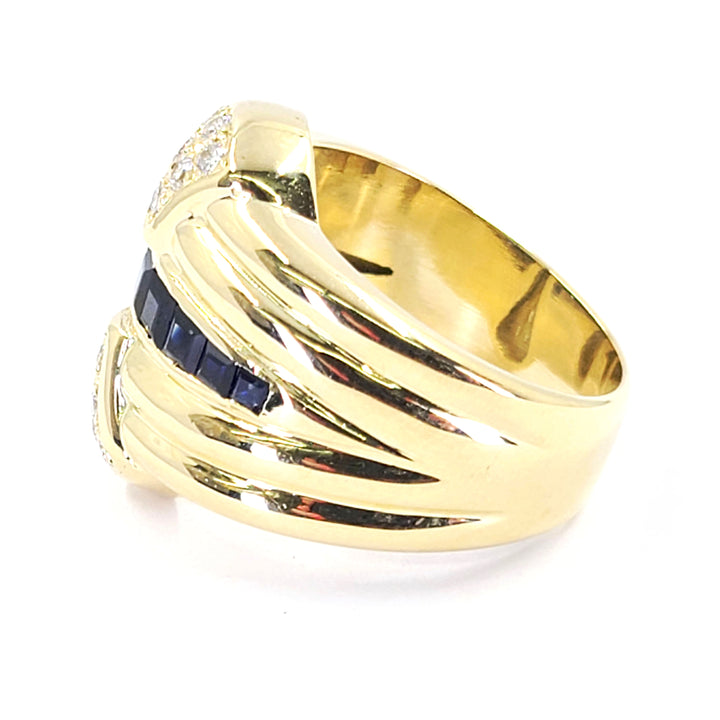 Sapphire and Diamond Wide Ring