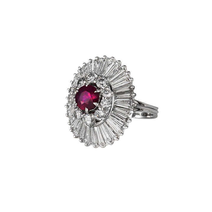 Burmese Ruby and Diamond Ballerina Ring