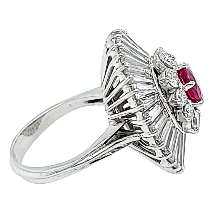 Burmese Ruby and Diamond Ballerina Ring
