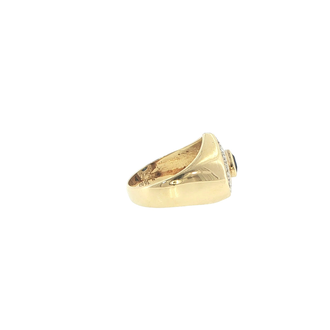 18K Yellow Gold Pear Sapphire & Diamond Ring