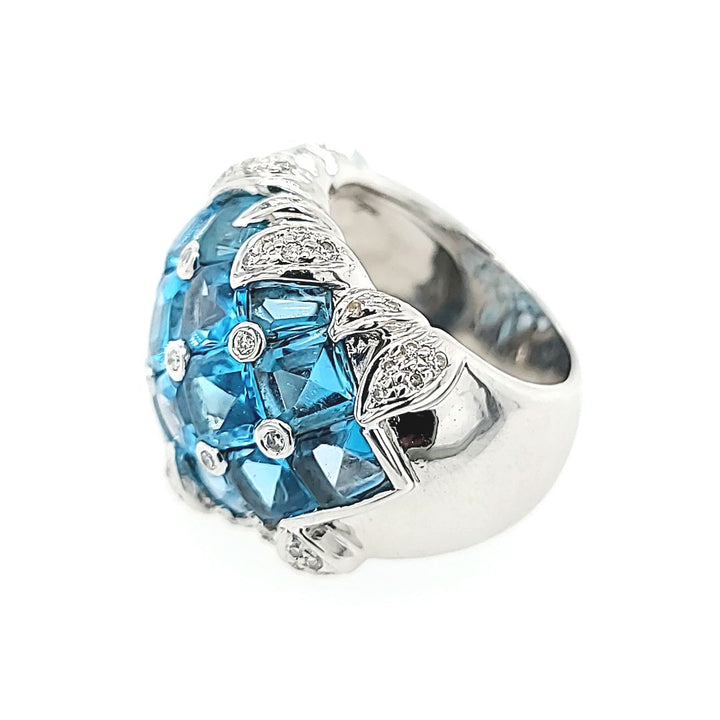 Blue Topaz and Diamond Cocktail Ring