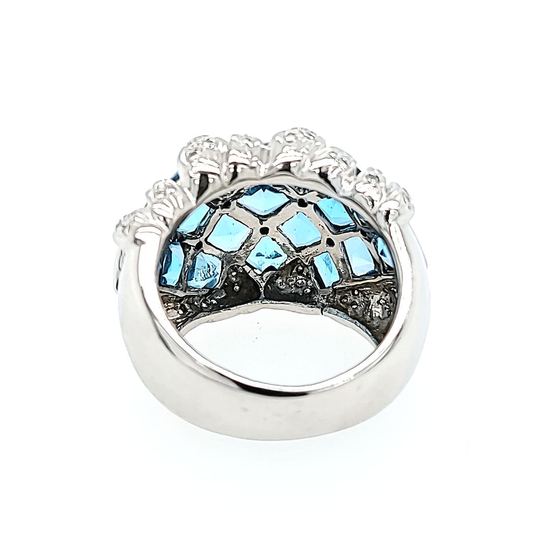 Blue Topaz and Diamond Cocktail Ring