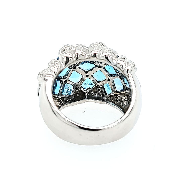 Blue Topaz and Diamond Cocktail Ring