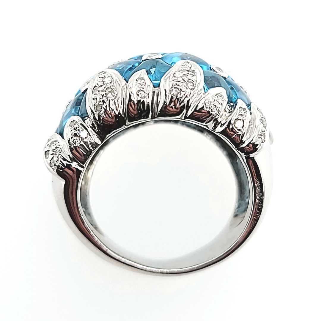 Blue Topaz and Diamond Cocktail Ring
