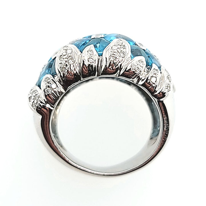 Blue Topaz and Diamond Cocktail Ring