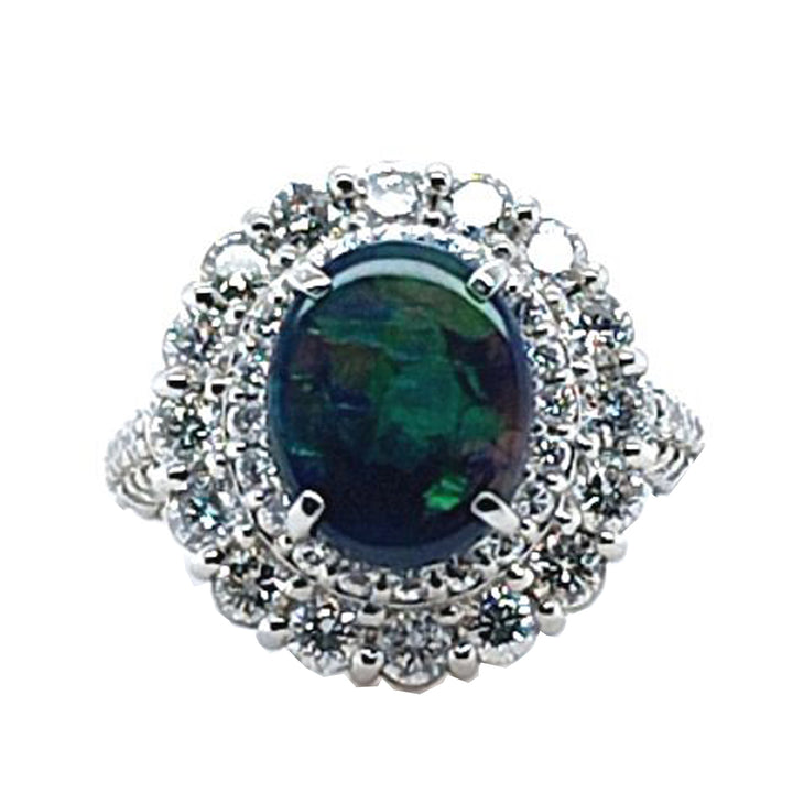 Lightning Ridge Opal and Diamond Ring