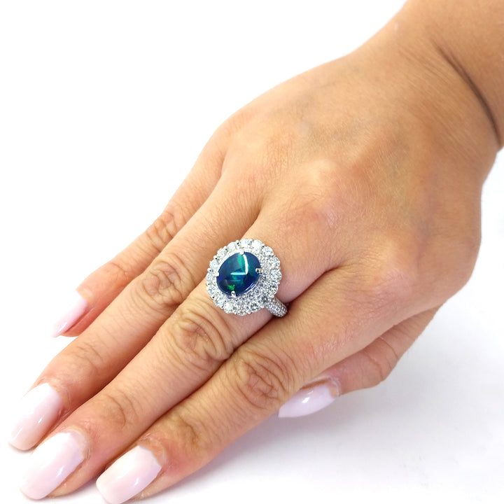 Lightning Ridge Opal and Diamond Ring