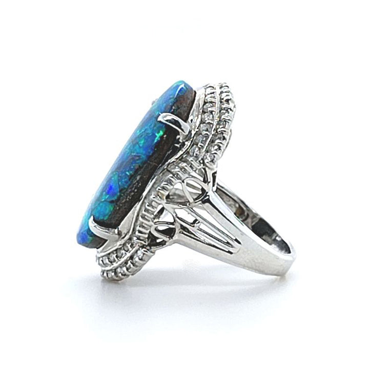 Boulder Opal and Diamond Cocktail Ring
