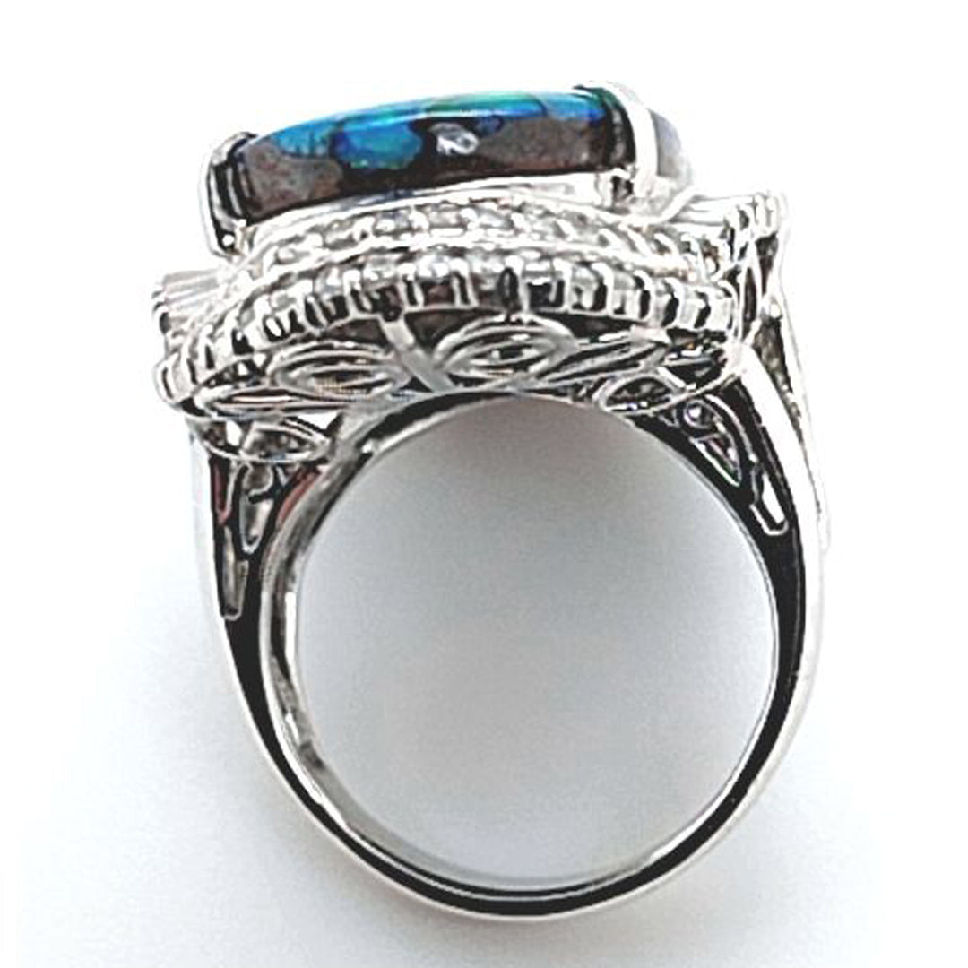 Boulder Opal and Diamond Cocktail Ring