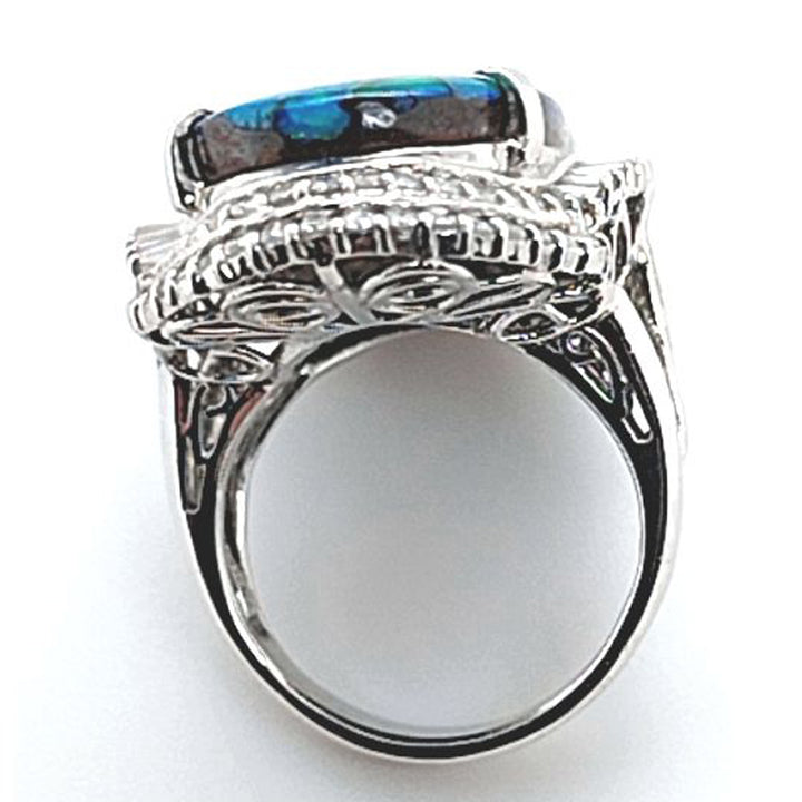 Boulder Opal and Diamond Cocktail Ring