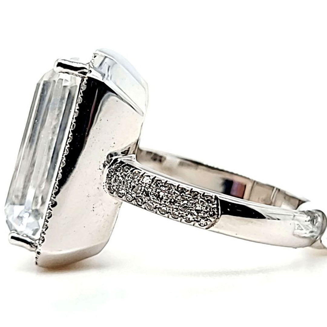 White Topaz and Diamond Cocktail Ring