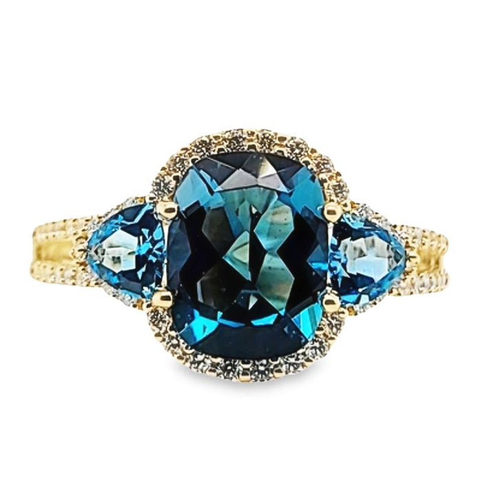 Blue Topaz and Diamond Ring