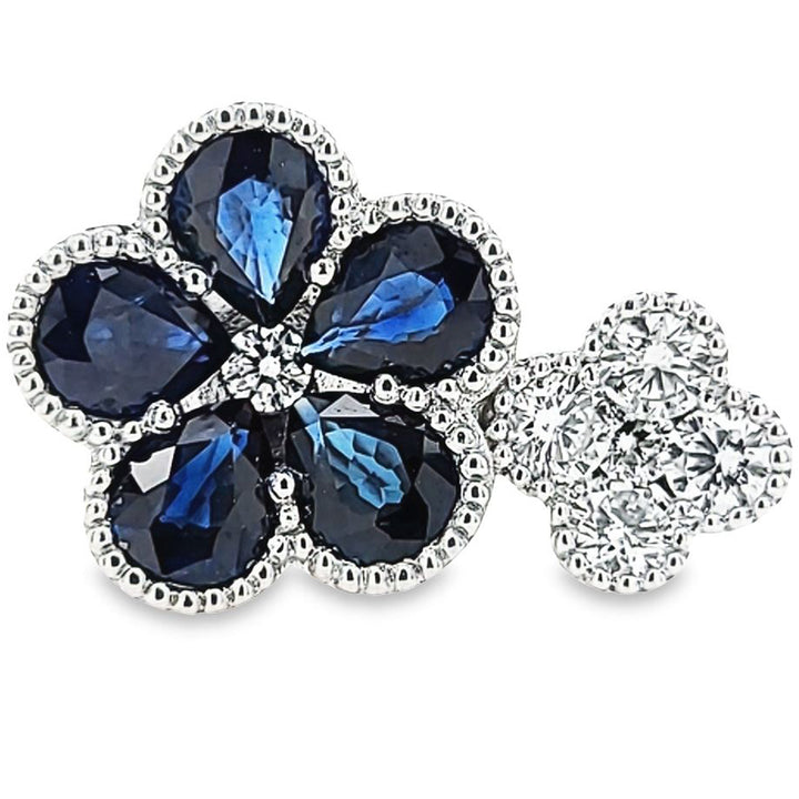 Sapphire and Diamond Flower Ring