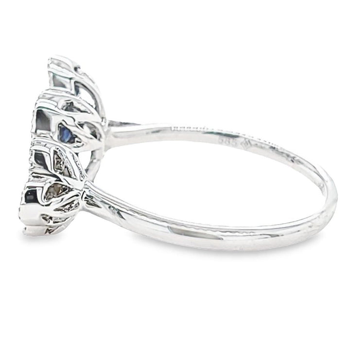 Sapphire and Diamond Flower Ring