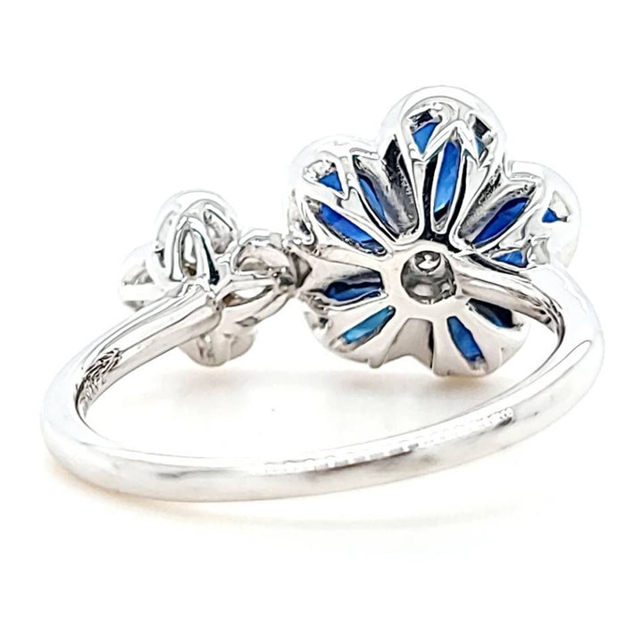 Sapphire and Diamond Flower Ring