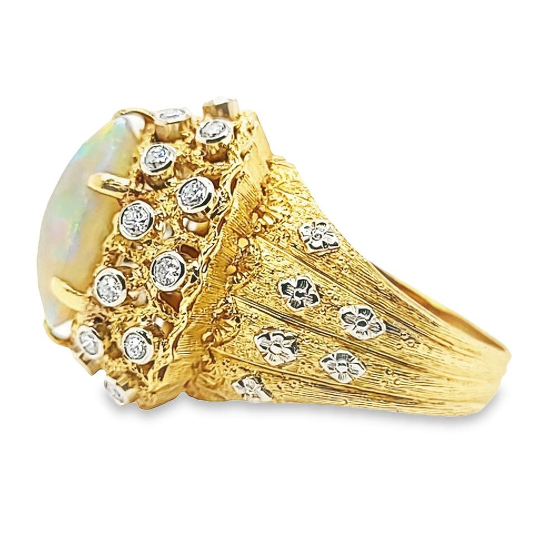 Vintgage Opal and Diamond Cocktail Ring