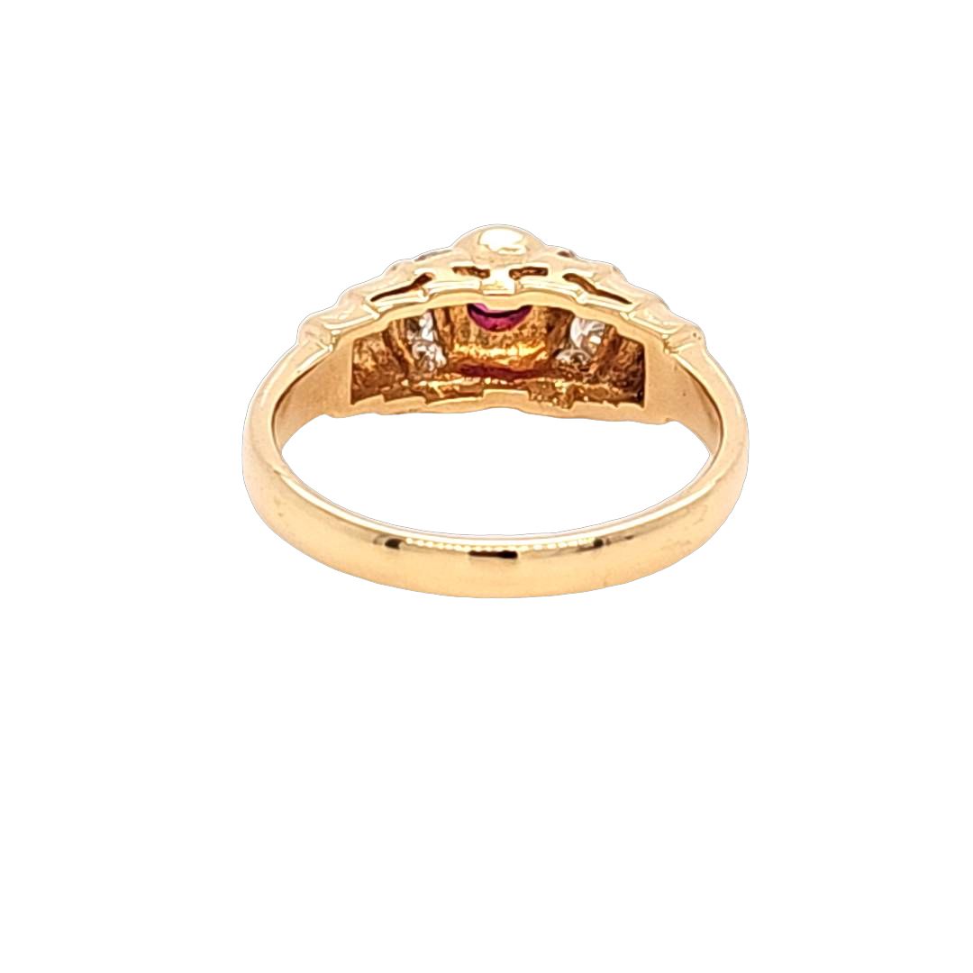 Ruby Bezel and Diamond Channel Ring