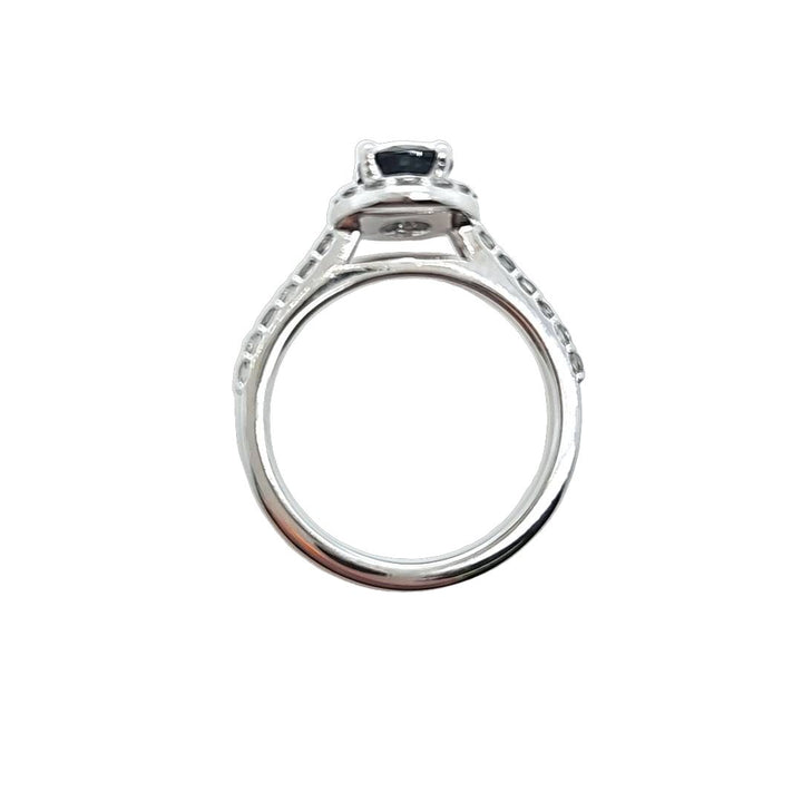 Sapphire and Diamond Halo Ring