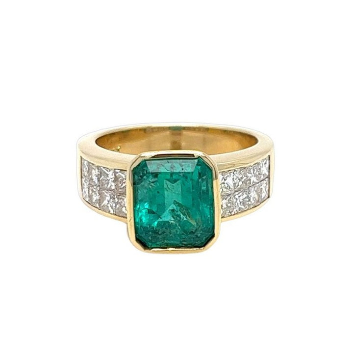 Emerald and Princess Cut Diamond Ring