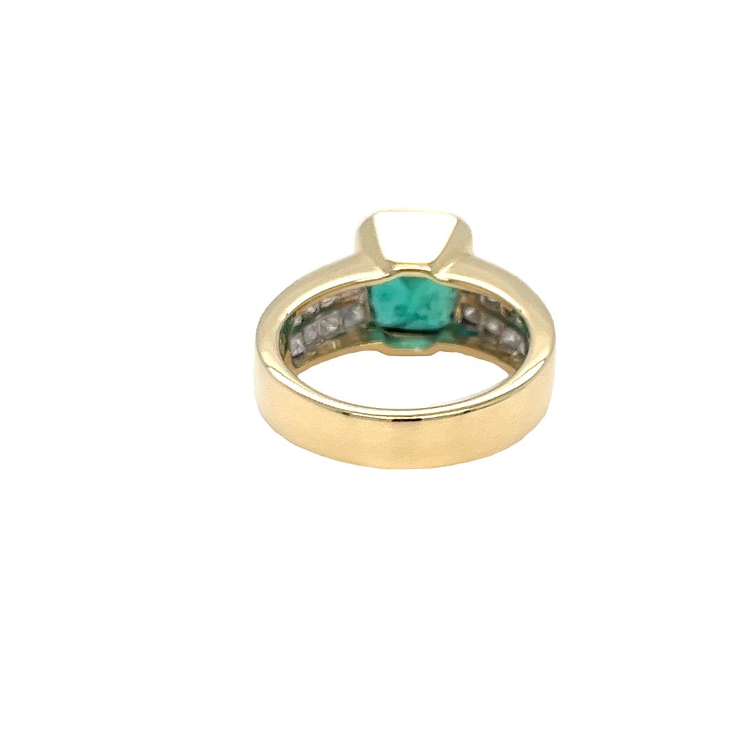 Emerald and Princess Cut Diamond Ring