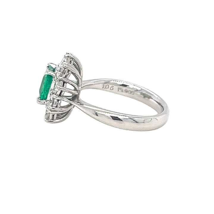Emerald and Diamond Halo Ring