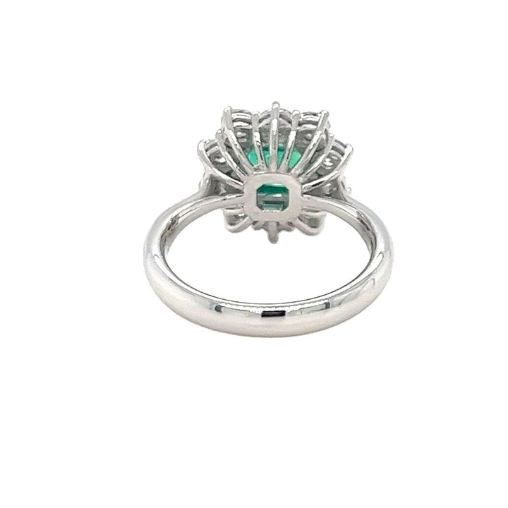 Emerald and Diamond Halo Ring