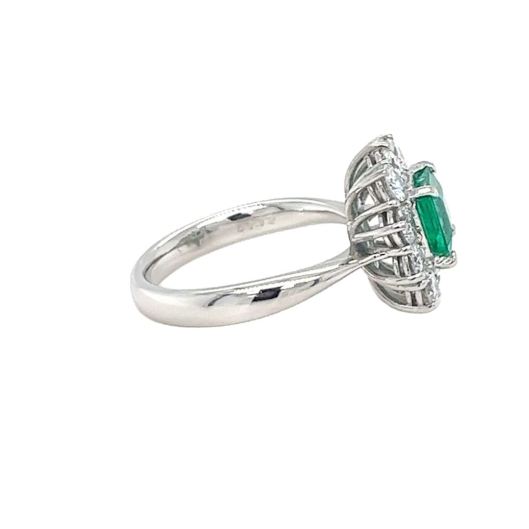 Emerald and Diamond Halo Ring