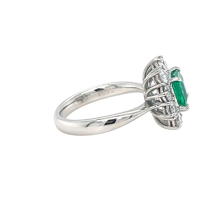 Emerald and Diamond Halo Ring