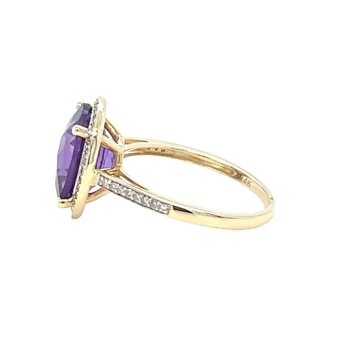 Amethyst and Diamond Halo Ring